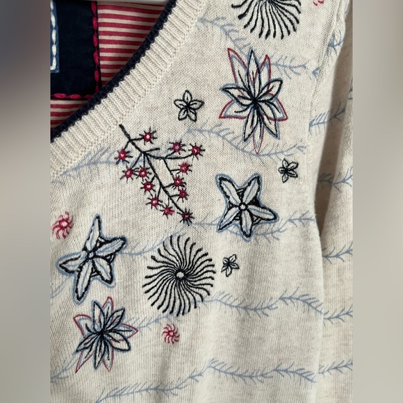 PER UNA Cardigan Women’s 14 Embroidered 3/4 Sleeve Button Front - Picture 3 of 7